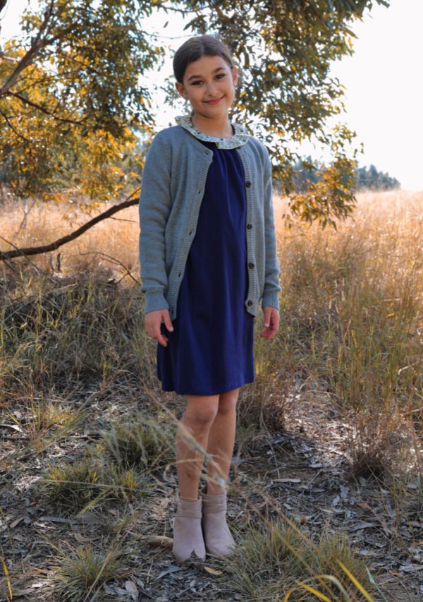 Lousia Collared Dress With Cardigan - Navy