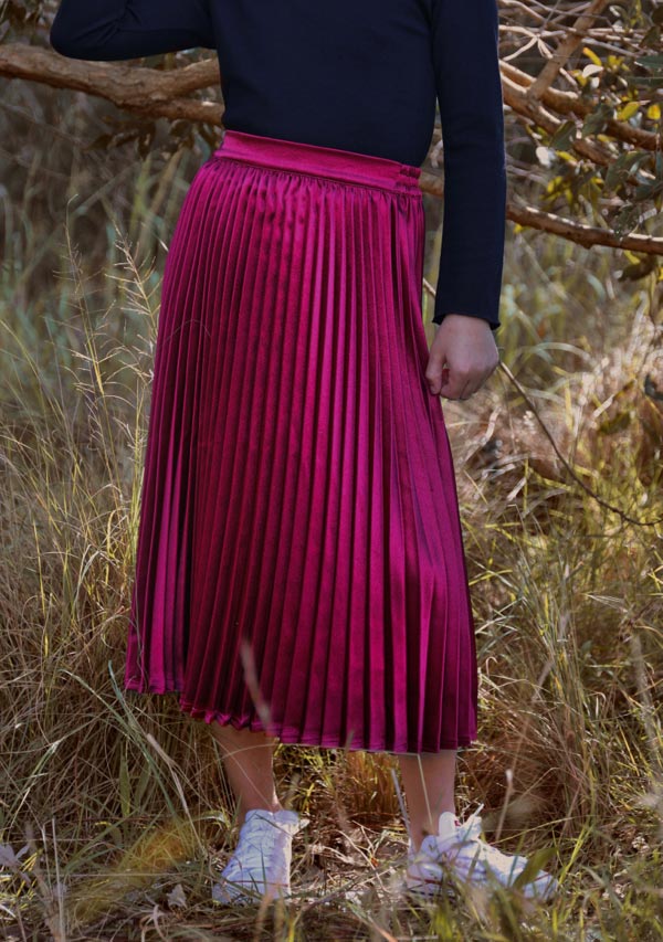 Pleated Sophia Skirt - Burgandy