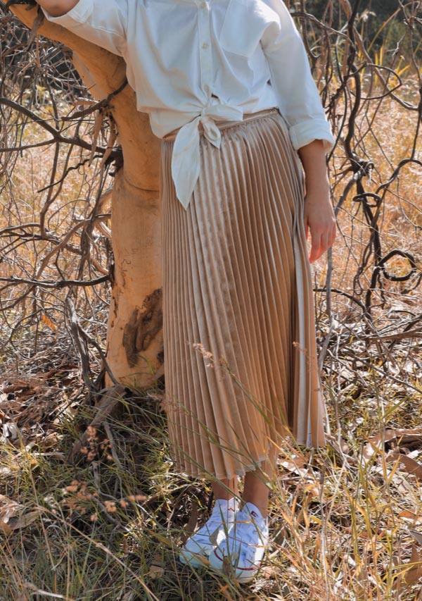 Pleated Sophia Skirt - Gold